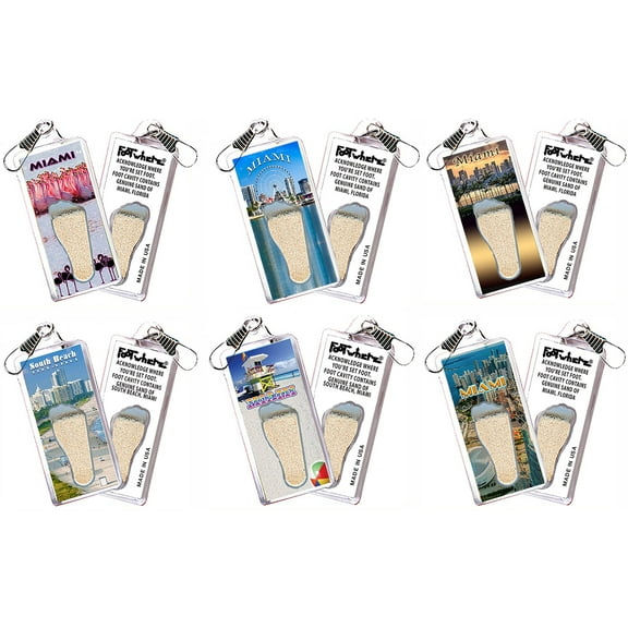 Miami FootWhere® Souvenir Lanyards. (MSB300 - Assorted) 6 Piece Set.