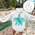 thumbnail image 6 of XIAOCHA Sea Turtle Floral Graphic Hooded Sweatshirt For Women Oversized Drop Shoulder Beach Long Sleeve Pullover Tops, 6 of 6