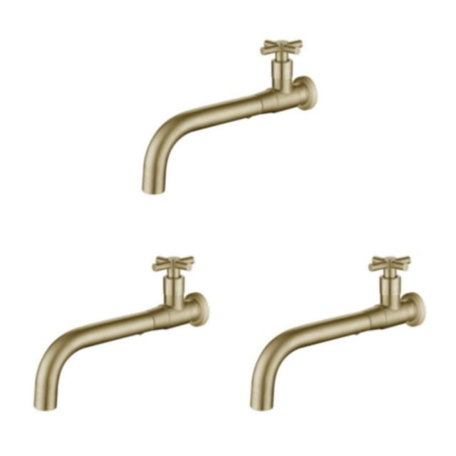 relayinert Ajustement Universel pour Bassin Durable Installation Facile Compact Métal Simple Froid Mural Évier 03 Or 3Ensemble