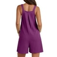 thumbnail image 4 of HAPIMO Women's Cotton Linen Short Jumpsuit Rompers Summer Discount Baggy Pocket Sleeveless Scoop Neck Trousers for Girls Casual Bandage Loose Solid Breathable Fashion Sale Gold M, 4 of 9
