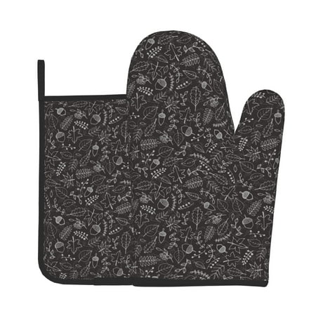 

Bingfone Vintage Sketch Autumn Plants Print Oven Mitts Pot Holders Set 2 PCS for Kitchen for Cooking Grilling Baking BBQ Pot Holders Cook Essentials