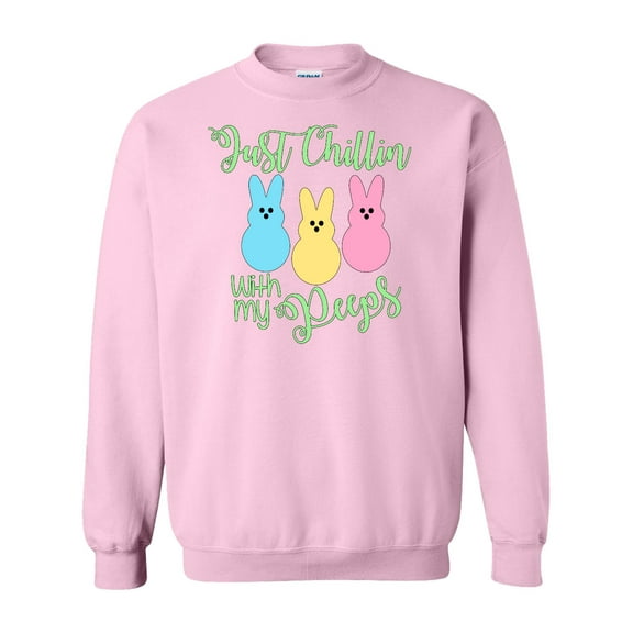 Inktastic Funny Easter Just Chillin' with My Peeps Adult Sweatshirt