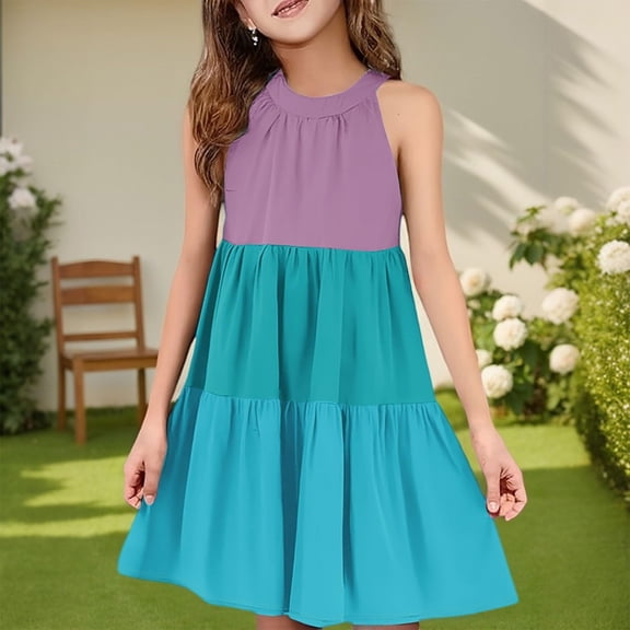 JUSLIO Dresses for Girls Camisole Dresses Sundress Casual Sleeveless Dress Size 5