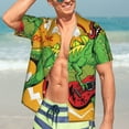 thumbnail image 5 of Picia Cool Dinosaur Playing Guitar Gentle Cotton Regular Fit Short Sleeve Casual Hawaiian Shirt for Men-XX-Large, 5 of 9