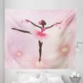 thumbnail image 1 of Girls Tapestry, Ballerina Silhouette with a Tutu on Dotted Floral Background Feminine, Fabric Wall Hanging Decor for Bedroom Living Room Dorm, 5 Sizes, Pink Umber and Pale Pink, by Ambesonne, 1 of 1