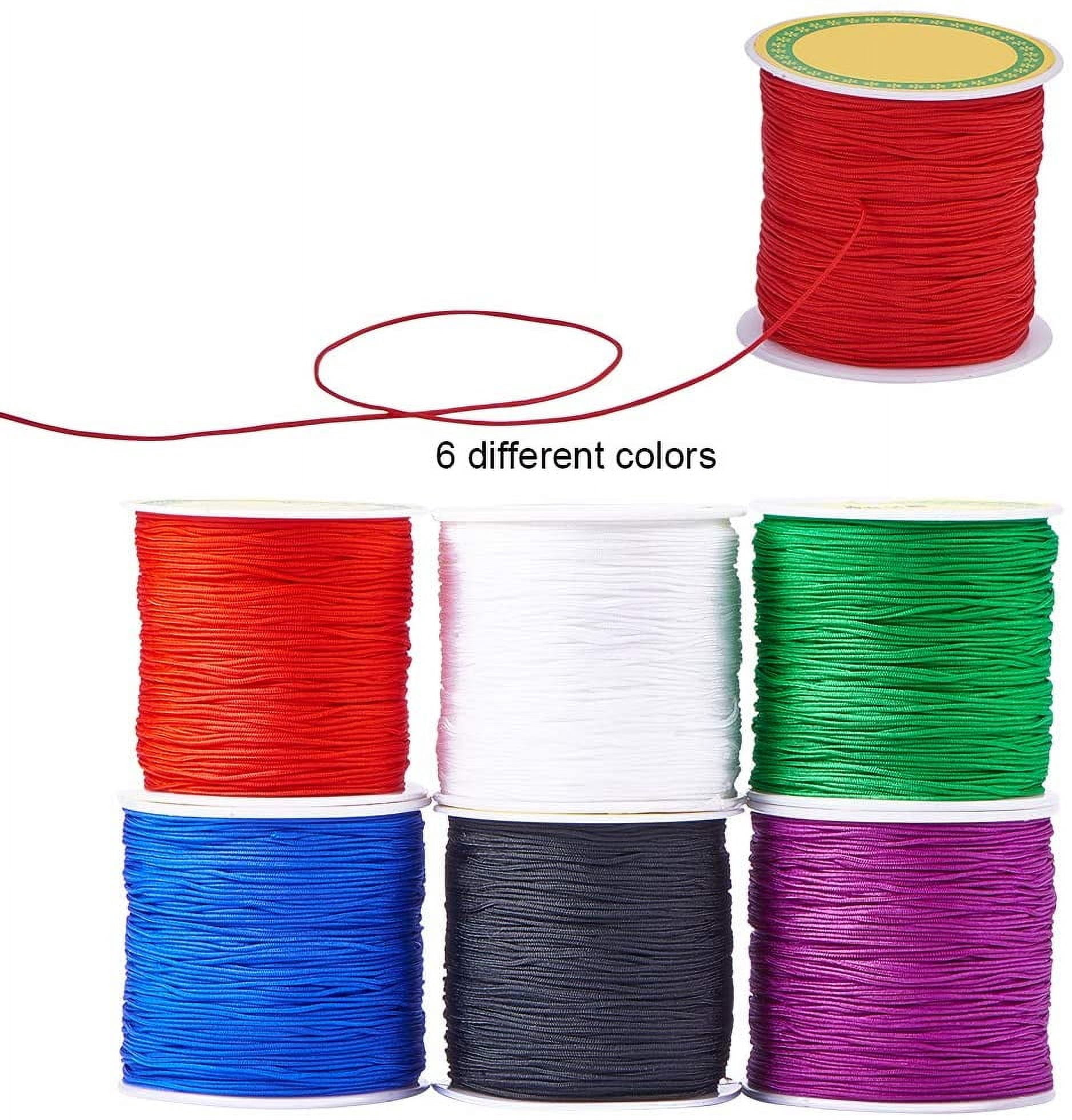 600 Yards 0.8mm Nylon Beading String Bracelet String Chinese Knotting Cord Kumihimo Macrame Cord Lift Shade Cord Trim for Macrame Friendship Bracelets Christmas Ornament 6 Color Mixed Color 1set