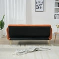 thumbnail image 4 of 70" Teddy Velvet Futon Sofa Bed with Adjustable Arms and Backrest, Modern Convertible Futon Couch with Metal Legs & Pillows, Modern Loveseat for Living Room, Bedroom, Orange, 4 of 9