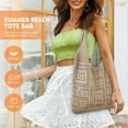 thumbnail image 3 of JASGOOD Crochet Mesh Beach Tote Bag Summer Vacation Aesthetic Shoulder Bag Handbags Boho Knit Bag for Women, 3 of 8
