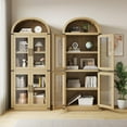 thumbnail image 6 of 72" Tall Arched Bookcase with Glass Doors, 5 Tier Display Bookshelf Storage Cabinet, Modern Floor Standing Organizer for Home Office Living Room, Natural, 6 of 8