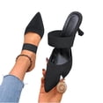thumbnail image 3 of Xucatan Women's Knit Pointed Toe Mules, Elastic Strap Slip On Heels, Cushioned Comfortable High Heel Shoes for Office Daily Spring Gift, 3 of 9