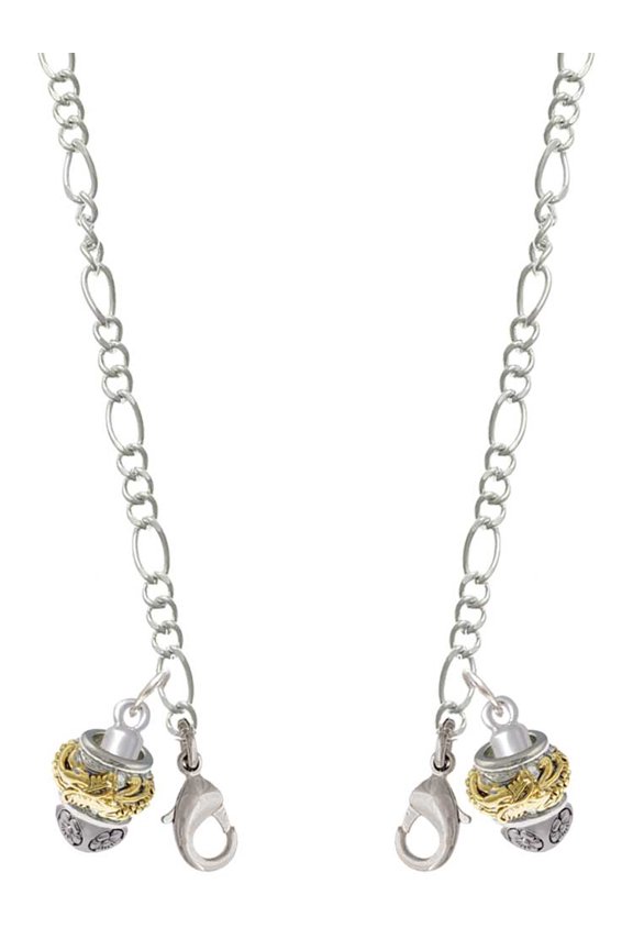 Goldtone Dragon with Silvertone Border Spinner Silvertone Face Mask Necklace