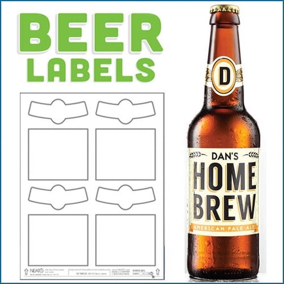 Neato Blank Beer Bottle Labels - 40 pack - Water Resistant, Vinyl, For InkJet Printers 1