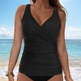 thumbnail image 2 of HCNTES Womens Plus Size Tankini Tops Built-in Bra Bathing Suit Tops Casual Loose Blouson Swimsuits Tops(Black,XXL), 2 of 9