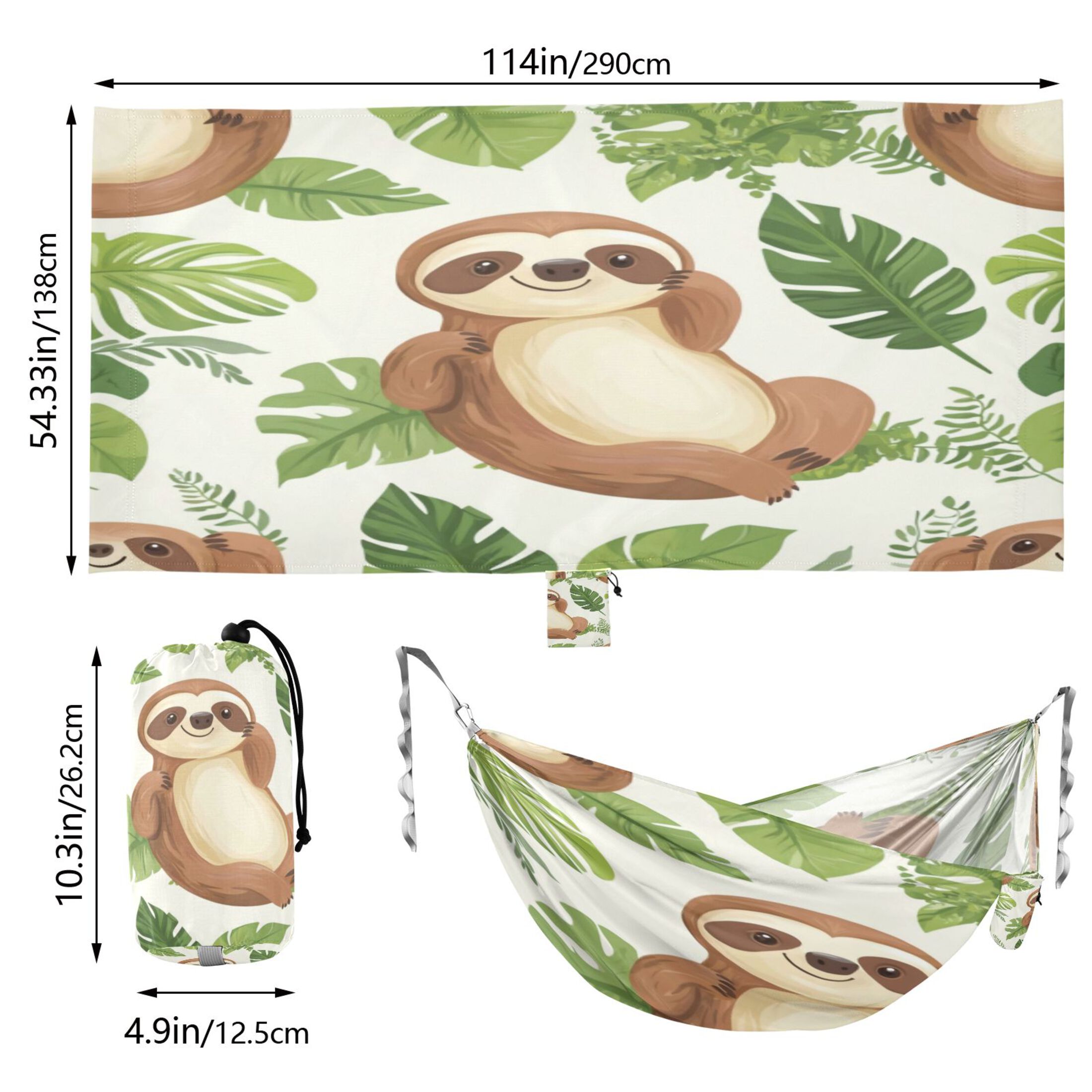 Hammock Camping Hammock Nylon Portable Hammock Travel Camping Hammock Cartoon Sloth