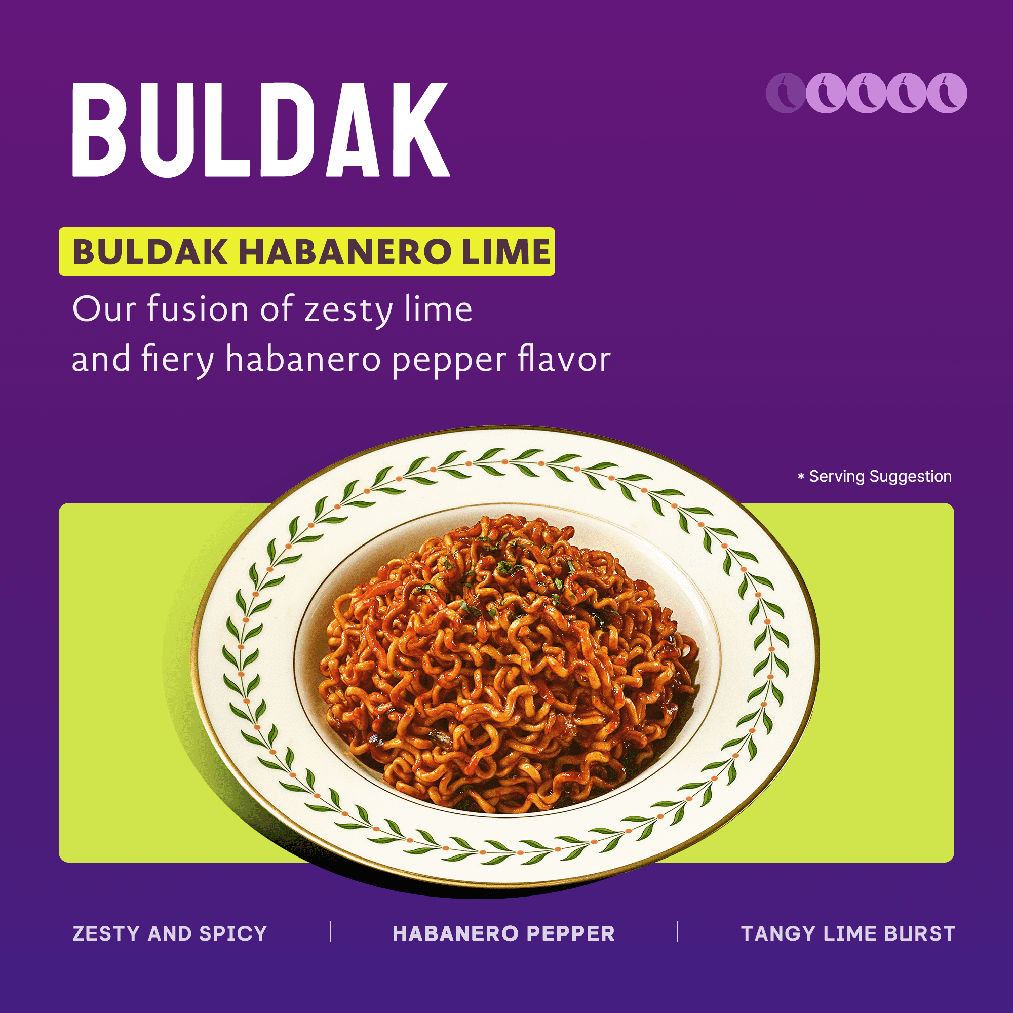 (8 pack) SAMYANG BULDAK HABANERO LIME RAMEN 5-pack