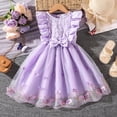 thumbnail image 2 of Gibobby Girls Dresses Sparkly Floral Party Puffy Short Sleeve Crew-Neck Dress With Glitter Embellishments Celebrations Comfortable Soft Breathable Cake Dress(5-6 Years,Purple), 2 of 5
