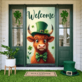 thumbnail image 6 of Green Theme St. Patrick's Day Banner Clover Pattern Festival Display Cow Character Green Bow Tie Clover Backdrop for St. Patrick's Day Party Festival Welcome Event, 6 of 9