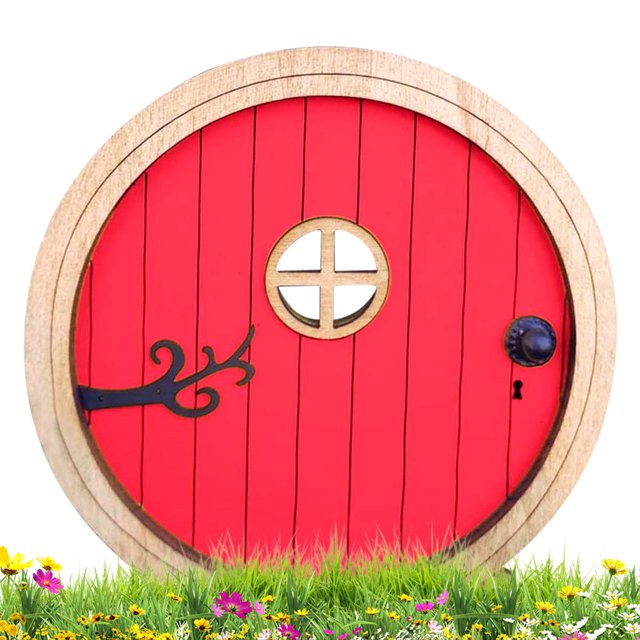 Muyoka Puerta de hadas en miniatura de madera, puerta de cuento de hadas en miniatura, adorno de arte de jardín, artesanía creativa, accesorios de decoración de puerta de hadas para patio al aire libr Muyoka Hogar