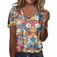 thumbnail image 1 of Top tipo túnica HOTYD con estampado floral bohemio con cuello en V y hombros descubiertos para mujer, 1 of 2
