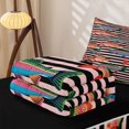 thumbnail image 5 of Manfei Farmhouse Trout Zipper Full Size Comforter Sets with Fitted Sheet and 2 Pillowcases, Stripe Lines Zipper Bedding Set, Black Pink Orange, Black Reversible, 4 Pieces, 5 of 7