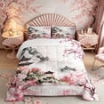 thumbnail image 2 of Manfei Watercolor Pagoda Full Size Comforter Sets for Home, Sakura Mountain Bedding Sets for Office, Pink Black White, Black Reversible 3-Piece, 1 Comforter and 2 Pillowcases, 2 of 5