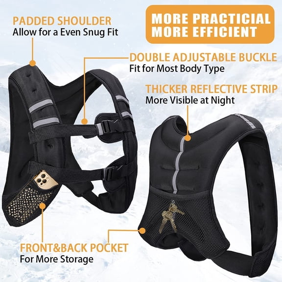 Weighted Vest for Men and Women - 8lbs, 12lbs, 16lbs, 20lbs, 25lbs, 30lbs,  & Comfortable Fitness Training Equipment for Workout, Running, Jogging