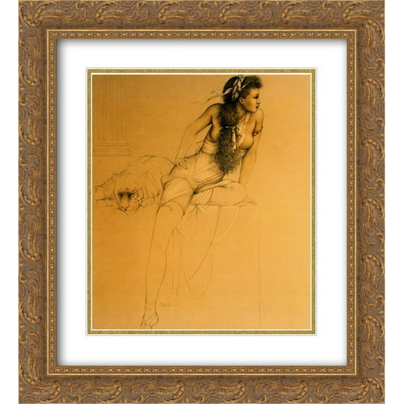 Danae 2x Matted 20x24 Gold Ornate Framed Art Print by Michael Parkes