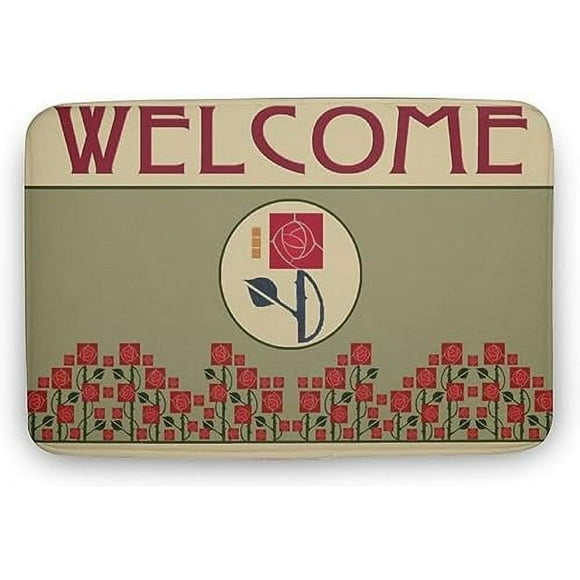 Bathmat Doormat Arts & Crafts Rose Garden in The Mission Style Doormat Funny Doormat Cute Mat Rugs 20 x 32 Inch Halloween