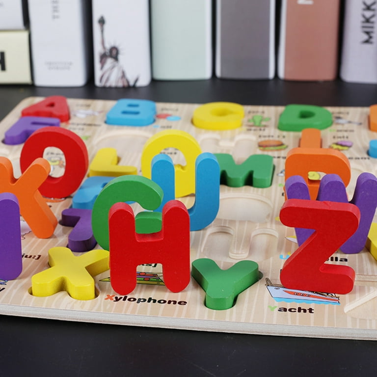 Kids Early Educational Montessori Toys ABC Puzzle Digital Wooden Toys Jigsaw  Letter Alphabet Number Puzzle Baby Toys Gifts