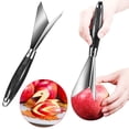 thumbnail image 2 of Stainless Steel Fruit Carving Knife, Triangular Push Blade Tool for Apple/Kitchen Platter Decor, Wooden Handle Professional Chef Accessory, 2 of 9