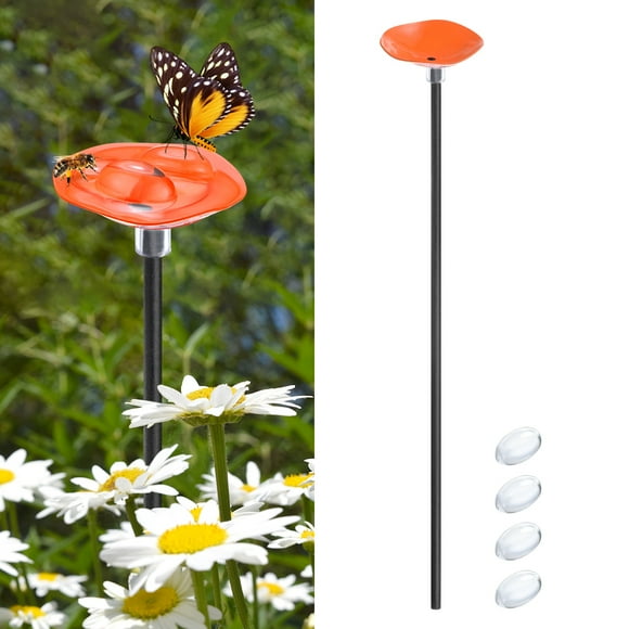 Uxcell 1-Pack Estación de Riego para Abejas, 30cm/11.8 Pulgadas Baño de Resina para Jardín, Colorido Cuenco de Baño de Mariposas para Decoración al Aire Libre/Jardín/Campo [Naranja]