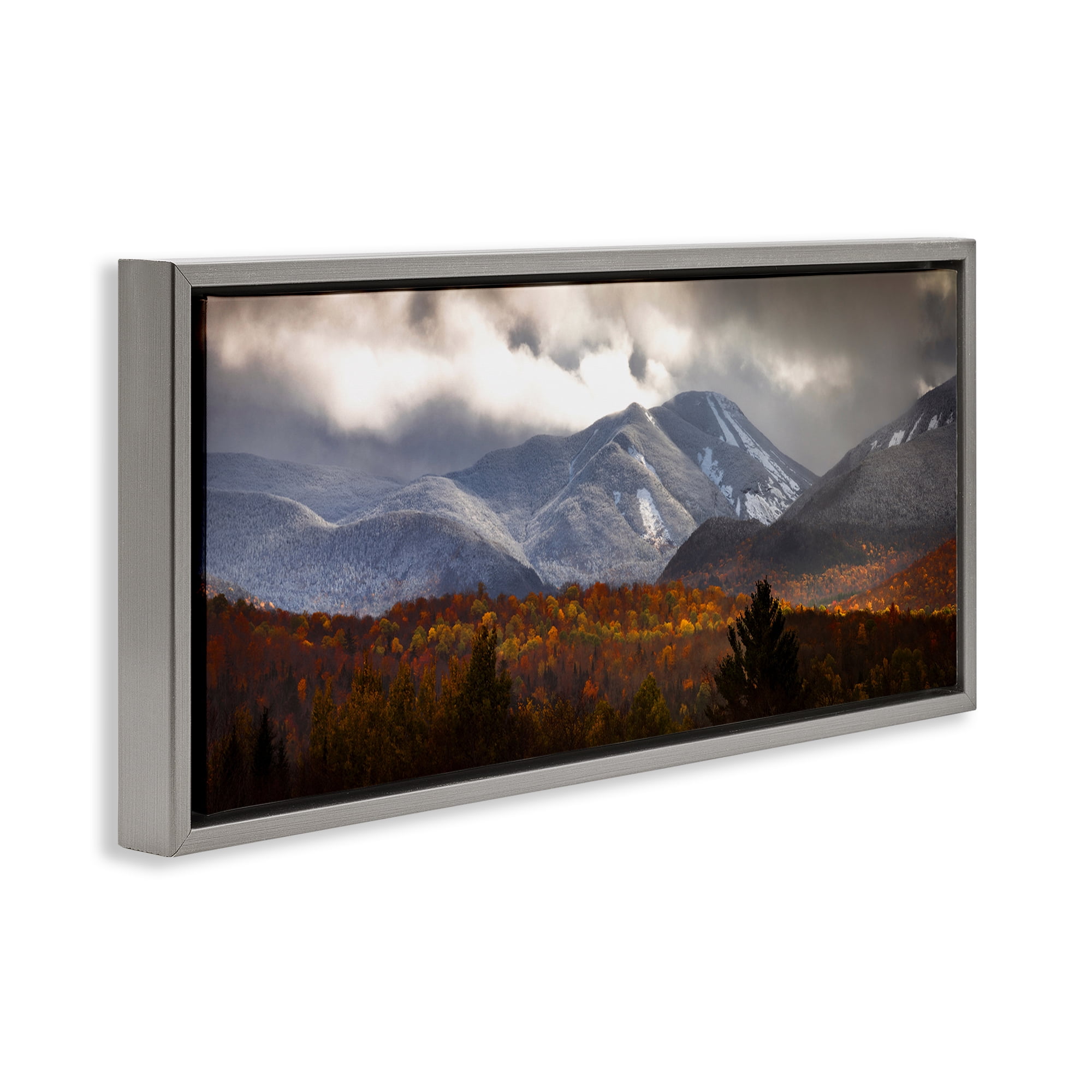Stupell Industries Colliding Seasons Mountainscape Gray Framed Floater Canvas Wall Art, design by Jonathan Zaharek