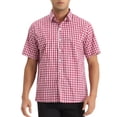thumbnail image 1 of Camisas de vestir de cuadros INSPIRE CHIC para hombres, de manga corta, talla XL, color rojo, 1 of 6