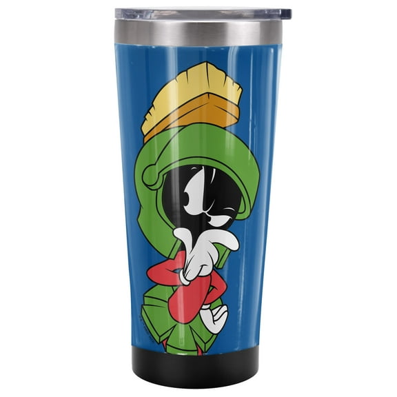 Looney Tunes Official Marvin The Martian 20 oz Travel Tumbler, Stainless Steel, Vacuum Insulated with Leak Resistant Slide-Lock Lid