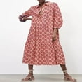 thumbnail image 2 of Robe de Soirée Ample à Imprimé Géométrique pour Femmes avec Manches Longues, 2 of 4