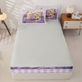 thumbnail image 4 of Homewish Rustic Lavender Flowers Zipper Twin Comforter Sets with Fitted Sheet and 2 Pillowcases,Cute Cartoon Rabbit Zipper Bedding Set For Girls Kids,Reversible,4-Piece, 4 of 7