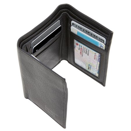 - Genuine Leather Trifold Wallets For Men - Mens Trifold Wallet With ID Window RFID Blocking
