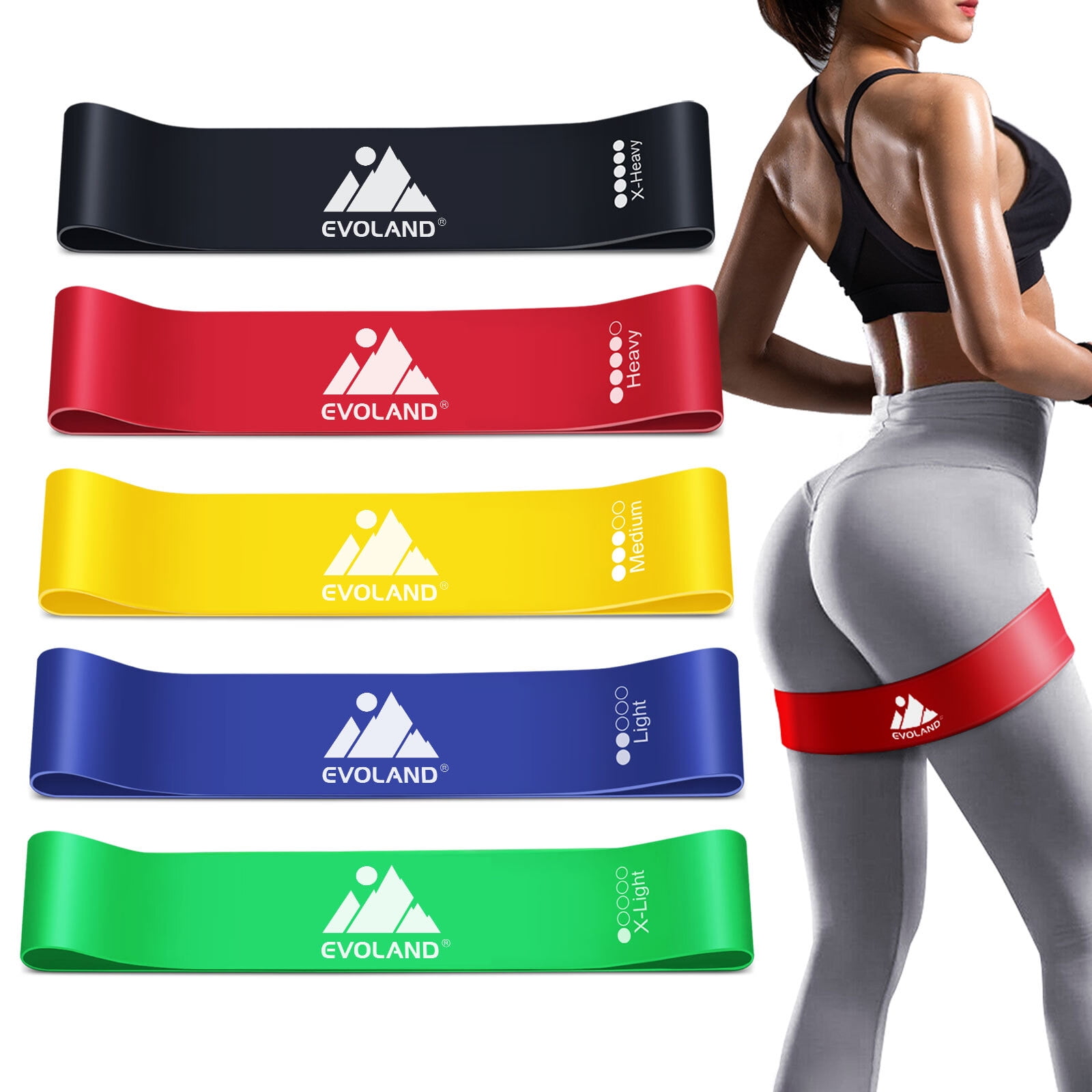 Evoland Resistance Bands, 5 Stretch Levels Workout Elastic Band for Strength Training