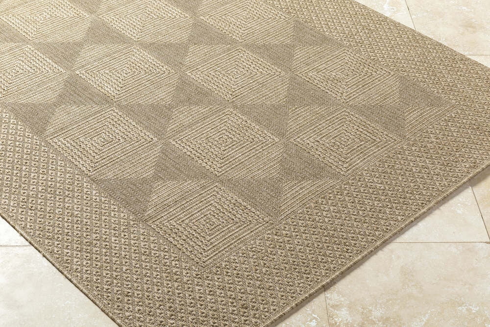 Livabliss Outdoor Rugs, 5x7 Sandra Cottage Beige Area Rug for Patio, Porch, Deck, Backyard, Waterproof Indoor Outdoor Carpet (5'3" x 7')