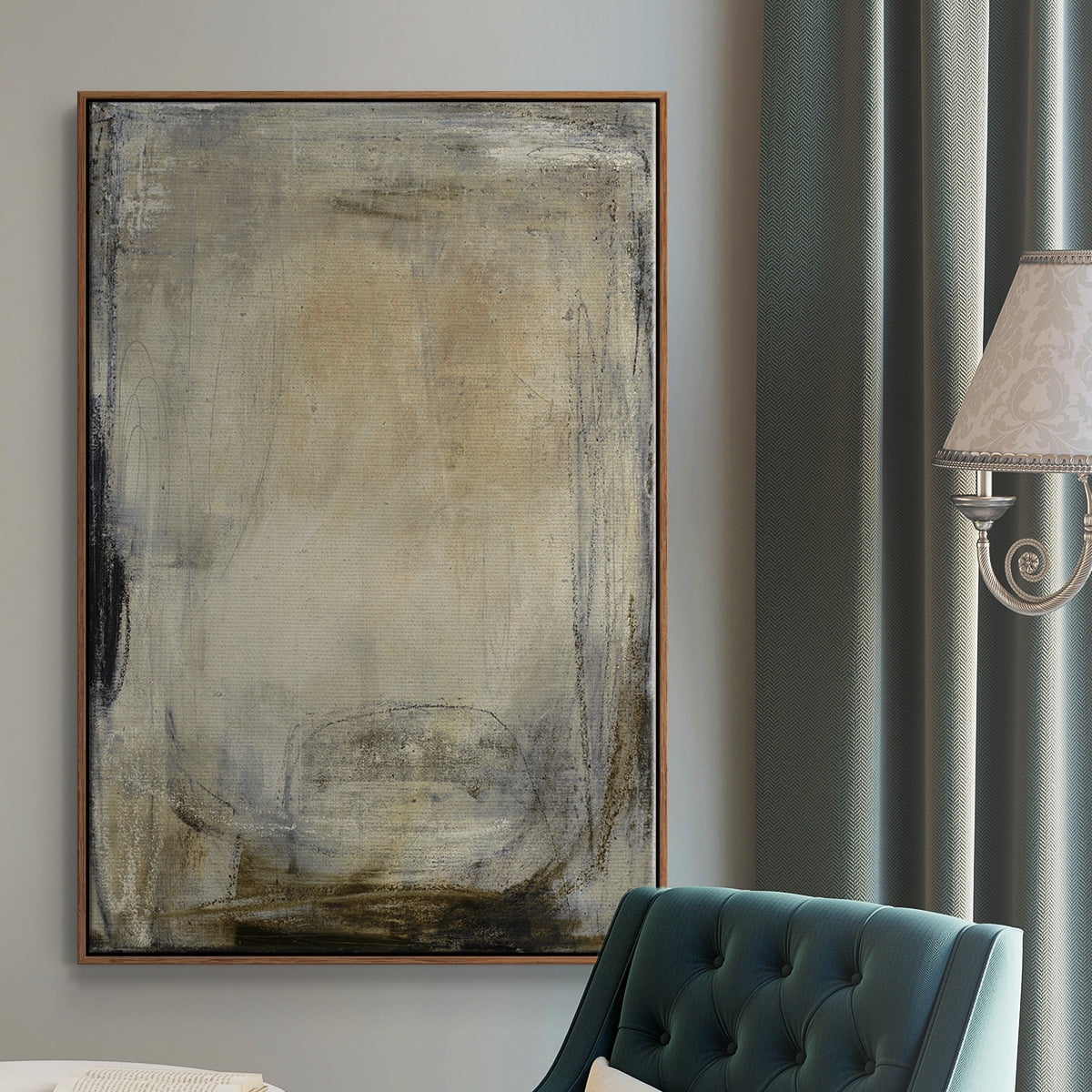 This is the Picture Framed Premium Gallery Wrapped Canvas - Ready to Hang - 25 x 37 - Walnut Floating Frame