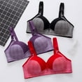 thumbnail image 2 of Patlollav Summer Saving Women Plus Size Lace Stitching Plaid Print Non-Steel Ring Non-Magnetic Buckle Underwear Bra, 2 of 6