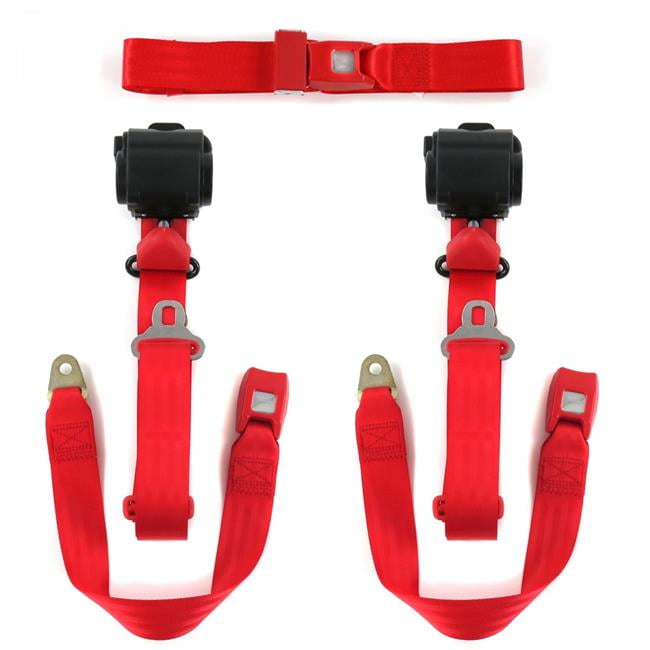 Standard 3 Point Red Retractable Bench Seat Belt Kit for Ford Fairlane ...