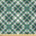 thumbnail image 2 of Ambesonne Checkered Fabric by the Yard Microfiber, Modern Country Look, 10 Yards, Aqua Pale Grey White, 2 of 2
