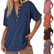 thumbnail image 1 of Chaquetas para mujer,Camisa informal abotonada para mujer, blusa de manga corta, tejido de poliéster suave, corte holgado para uso diario, sopatenor, 1 of 9