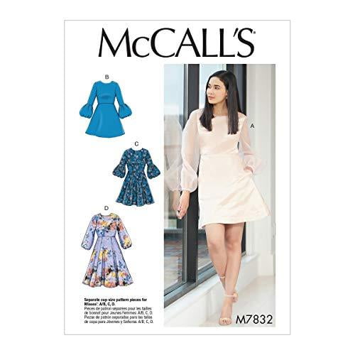 McCall's Patterns McCall's M7832A5 Women's Puff and Bell Sleeve Dress  Sewing Patterns, Sizes 6-14 