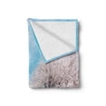 thumbnail image 2 of Floral Soft Flannel Fleece Blanket, Japanese Spring Scenery Grass Wildflowers Cherry Trees Pink Blossoms Panorama, Cozy Plush for Indoor and Outdoor Use, 60" x 80", Aqua Pink Green, by Ambesonne, 2 of 6
