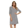 thumbnail image 2 of MintLimit Women's Button Down V-neck Solid Long Sleeve Sleepwear with Pockets Shirt Dress Pajamas, 2 of 5