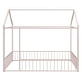 thumbnail image 5 of Harper & Bright Designs Metal Full Size Floor Bed, House Bed Frame Montessori Beds with Fence Rails, Playhouse Beds for Girls Boys, Pink, 5 of 9