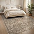 thumbnail image 3 of ODIKA 8'x10' Washable Area Rug Non-Slip Chair-Friendly Mat Ivory Tug Faded Vintage Farmhouse Bathroom Mongolian Tone Kilim for Dining Room, Large Office, Lounge, 3 of 7