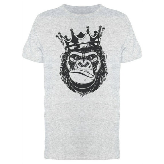 Smartprints Mens Graphic Tee - Smirking Gorilla King B&W - Regular Fit 100% Cotton